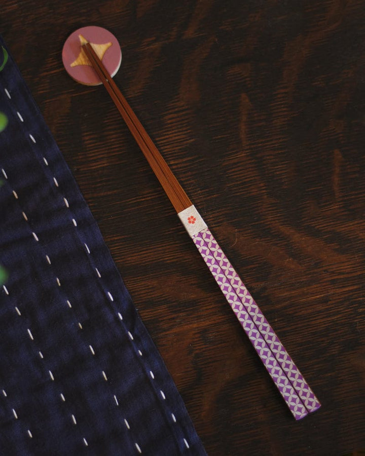 Chopsticks and Rest Set, Purple Shippou