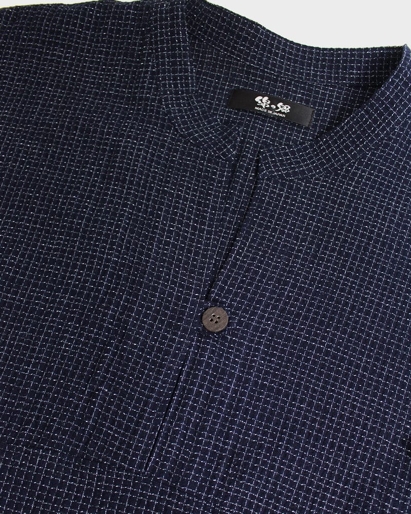 ToK Pocket Dress, Oversized A-Line, Front Button, Chijimi, Grid