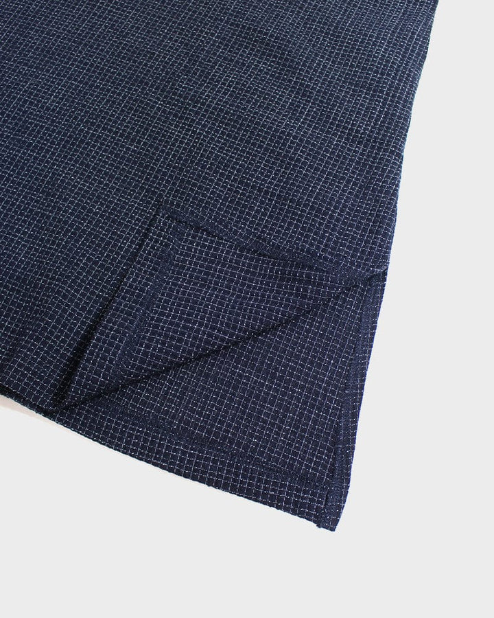 ToK Pocket Dress, Oversized A-Line, Front Button, Chijimi, Grid