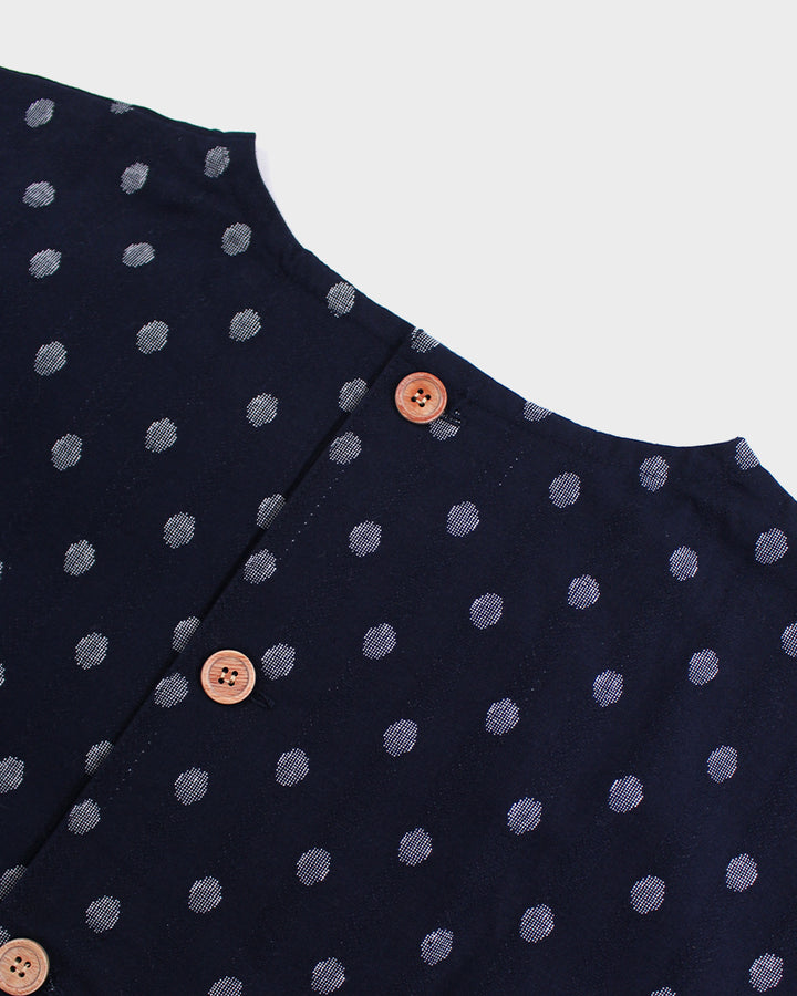 ToK Pocket Dress, Oversized, Indigo with White Polka Dots