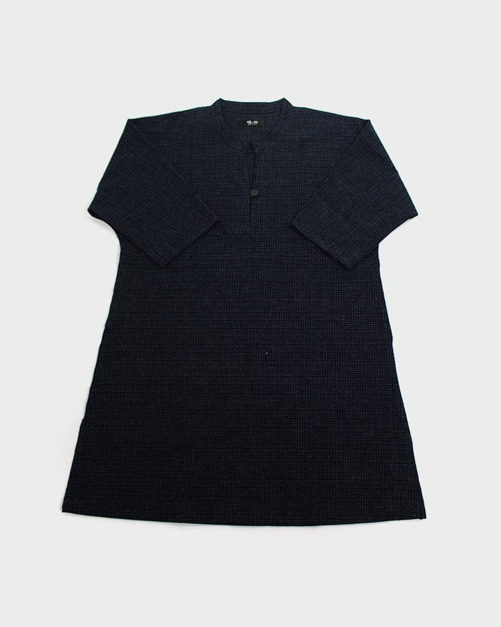 ToK Pocket Dress, Oversized A-Line, Front Button, Chijimi, Grid