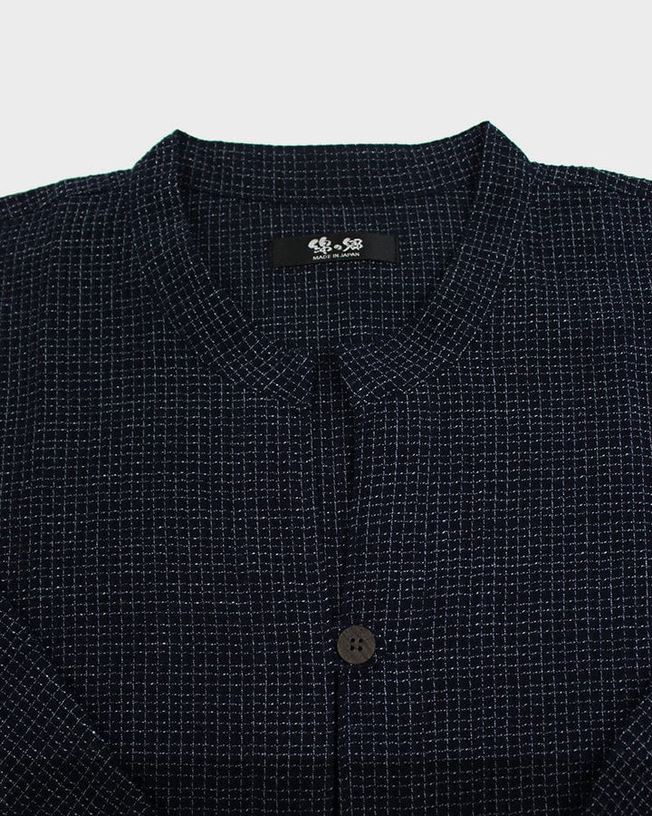 ToK Pocket Dress, Oversized A-Line, Front Button, Chijimi, Grid
