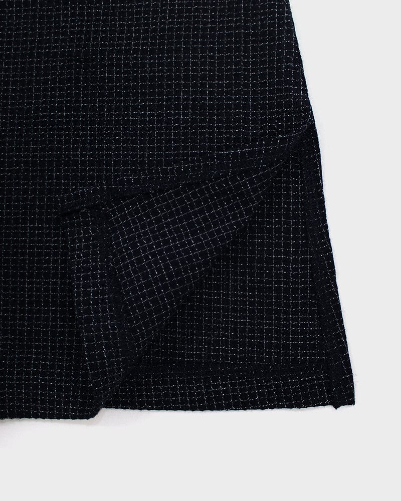 ToK Pocket Dress, Oversized A-Line, Front Button, Chijimi, Grid
