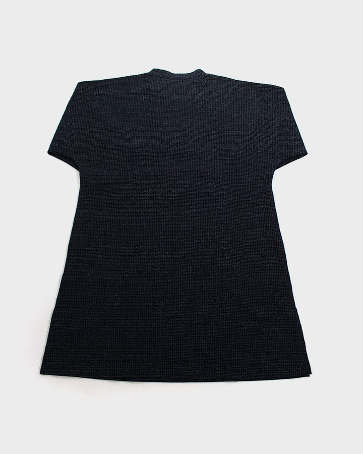 ToK Pocket Dress, Oversized A-Line, Front Button, Chijimi, Grid