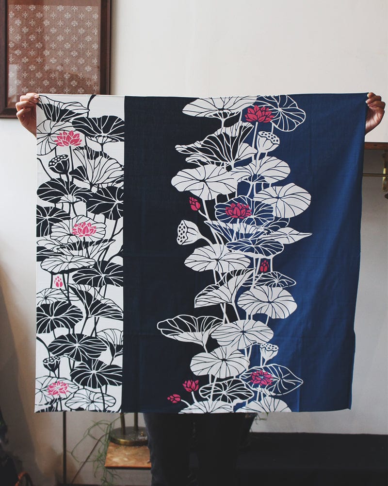 Modern Furoshiki, Nassen, Navy and Magenta Hasunohana