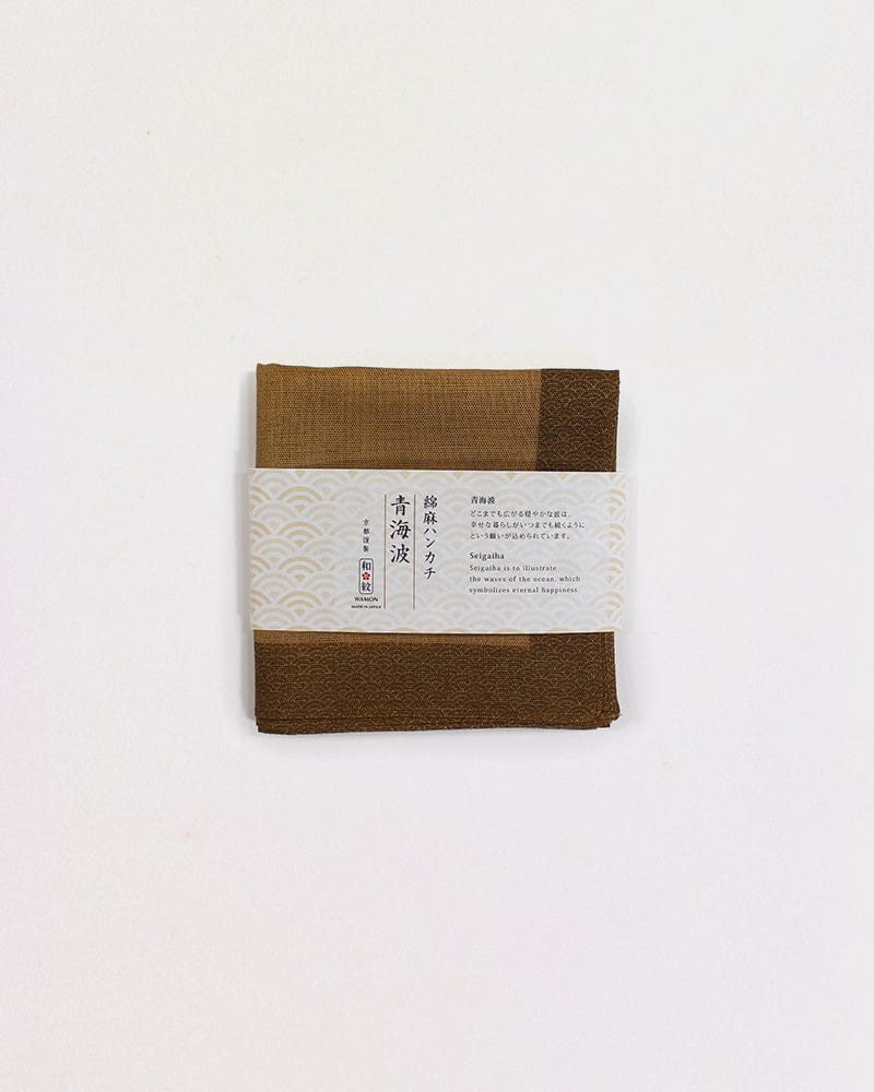 Japanese Handkerchief, Classic, Menasa, Brown Seigaiha