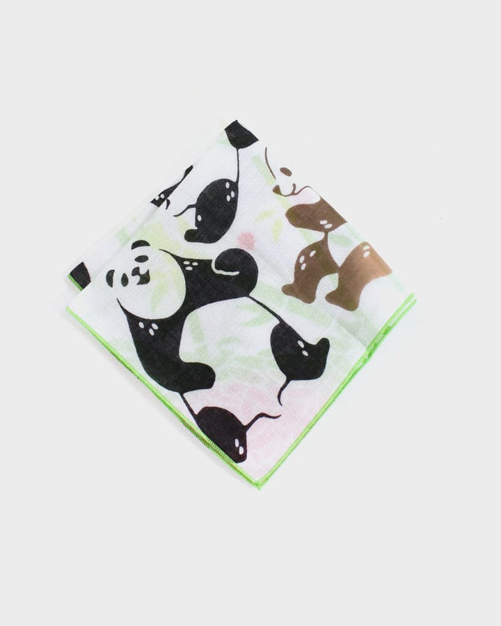 Japanese Handkerchief, Reversible Double Gauze, Panda & Bamboo