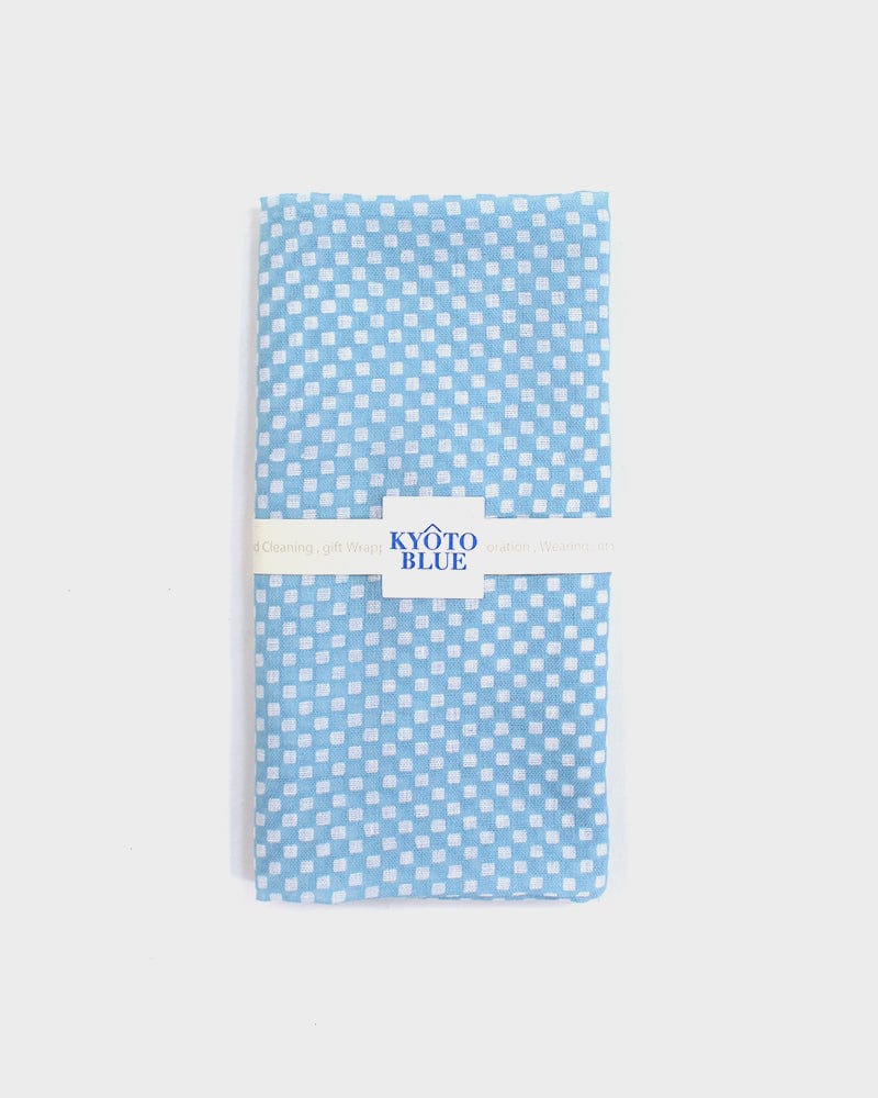 Japanese Handkerchief, Classic, Kyoto Blue, Light Blue Ichimatsu