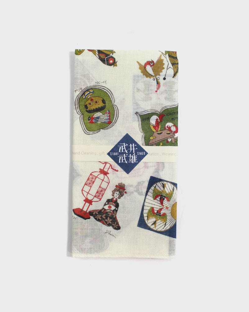 Japanese Handkerchief, Classic, Takeo Takei Woodblock Print Collection