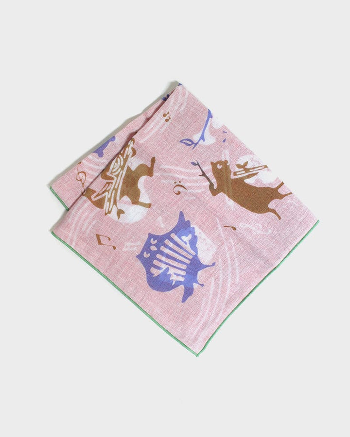 Japanese Handkerchief, Double Gauze, Reversible, Musical Animals