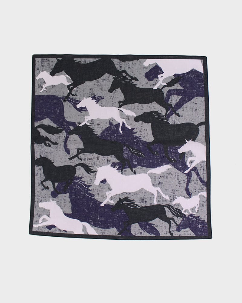 Japanese Handkerchief, Classic, Shofu, Purple Horses