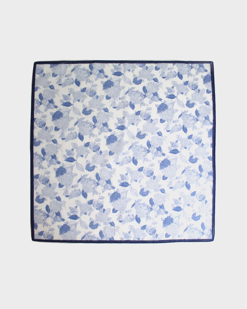 Japanese Handkerchief, Classic, Yonagado, Blue and White Hydrangea