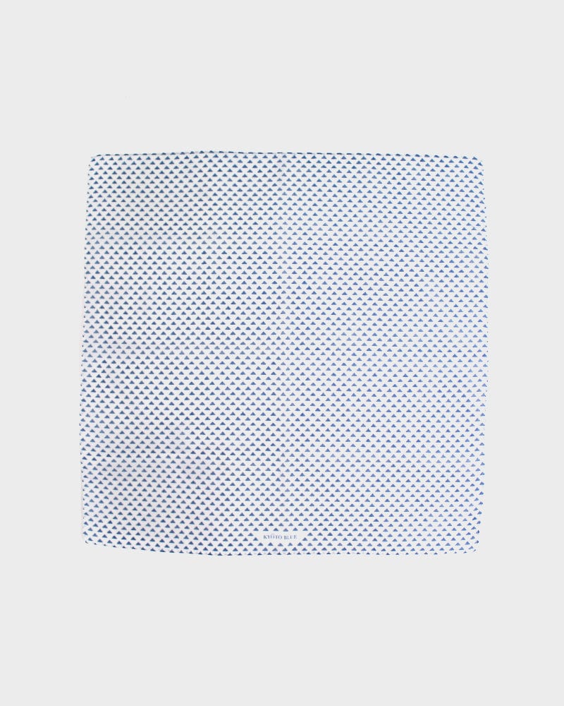 Japanese Handkerchief, Classic, Kyoto Blue, White with Blue Uroko