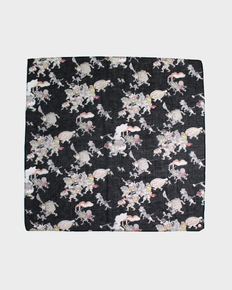 Japanese Handkerchief, Classic, Yokai, Hyakki Yagyo, Black