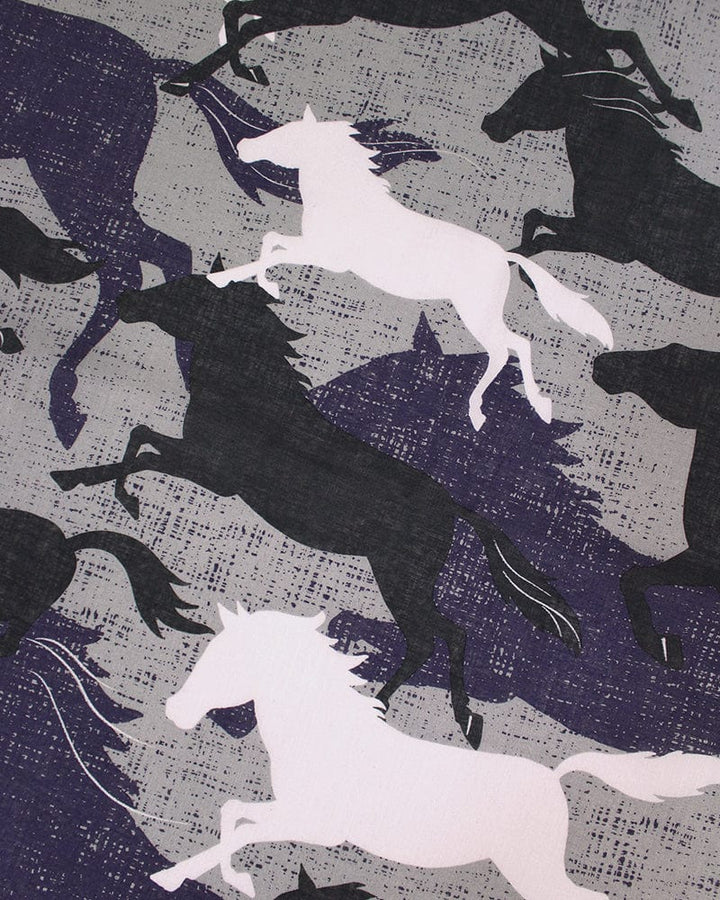 Japanese Handkerchief, Classic, Shofu, Purple Horses