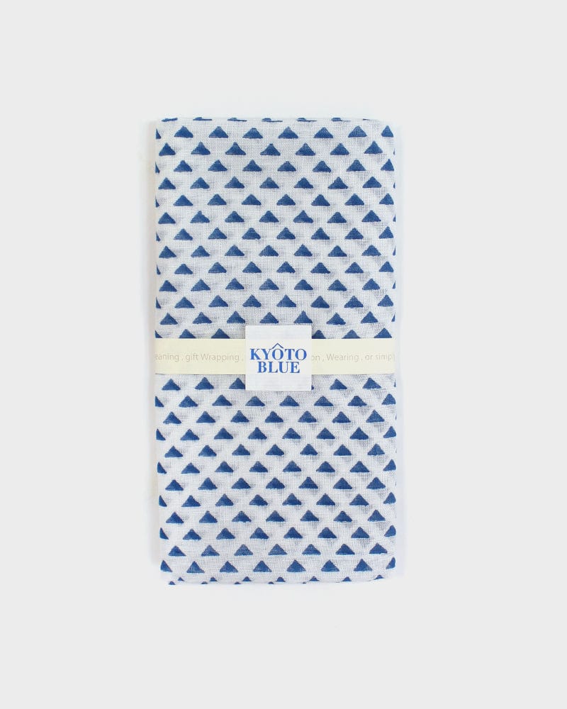 Japanese Handkerchief, Classic, Kyoto Blue, White with Blue Uroko