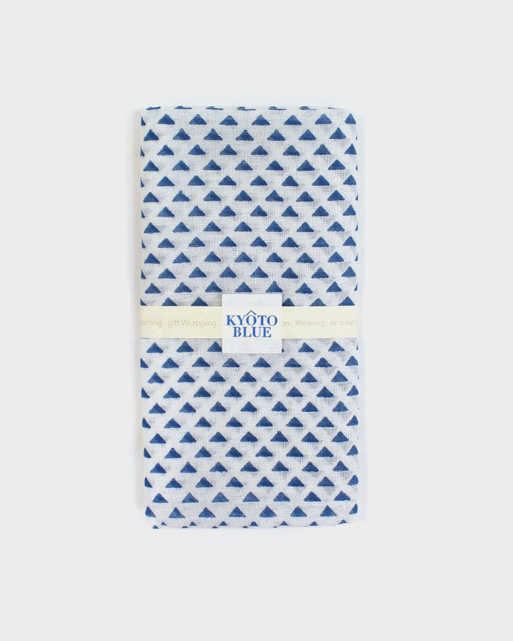 Japanese Handkerchief, Classic, Kyoto Blue, White with Blue Uroko