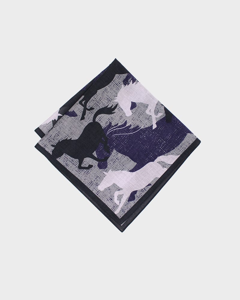 Japanese Handkerchief, Classic, Shofu, Purple Horses