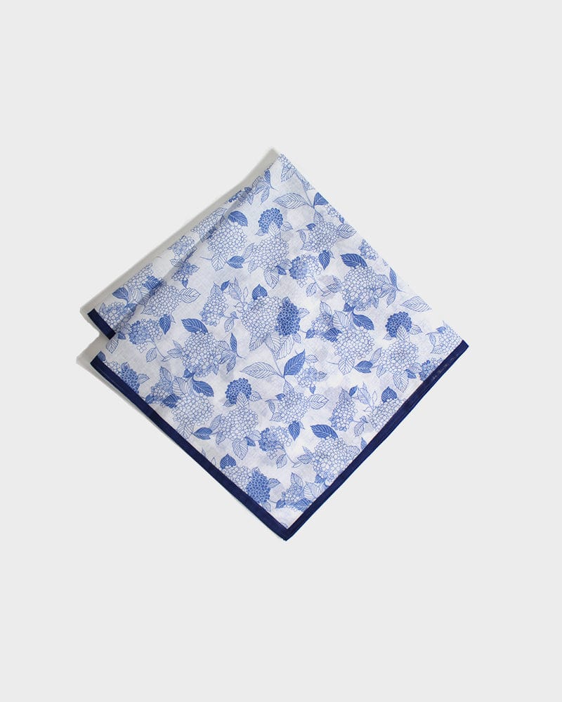 Japanese Handkerchief, Classic, Yonagado, Blue and White Hydrangea