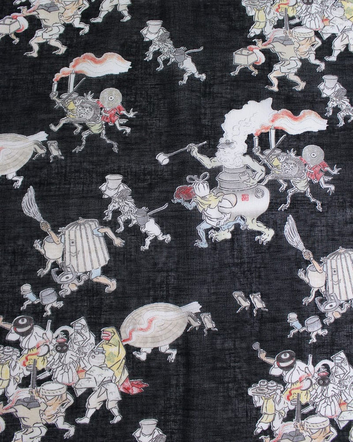 Japanese Handkerchief, Classic, Yokai, Hyakki Yagyo, Black