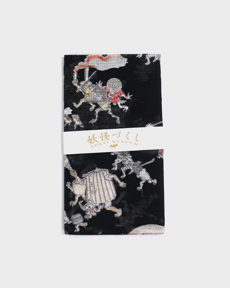 Japanese Handkerchief, Classic, Yokai, Hyakki Yagyo, Black