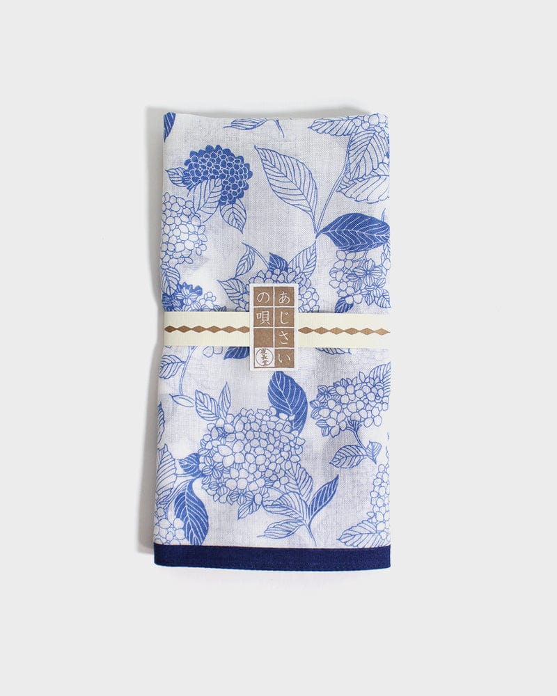 Japanese Handkerchief, Classic, Yonagado, Blue and White Hydrangea