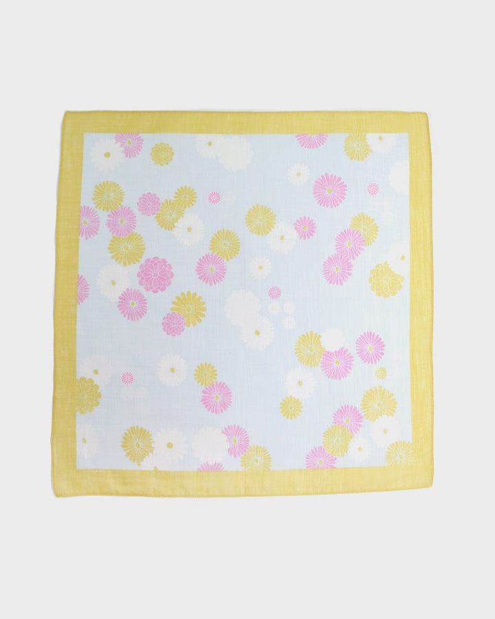 Japanese Handkerchief, Classic, Fushiito, Yellow and Pink Kiku