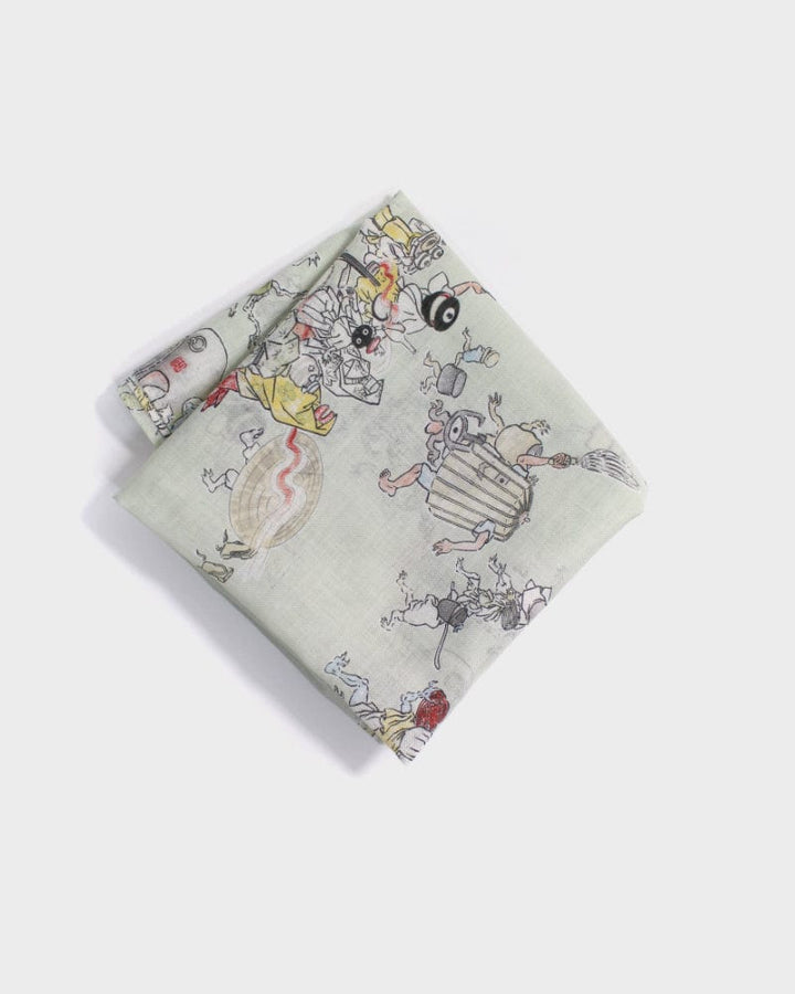 Japanese Handkerchief, Classic, Yokai, Hyakki Yagyo, Light Green