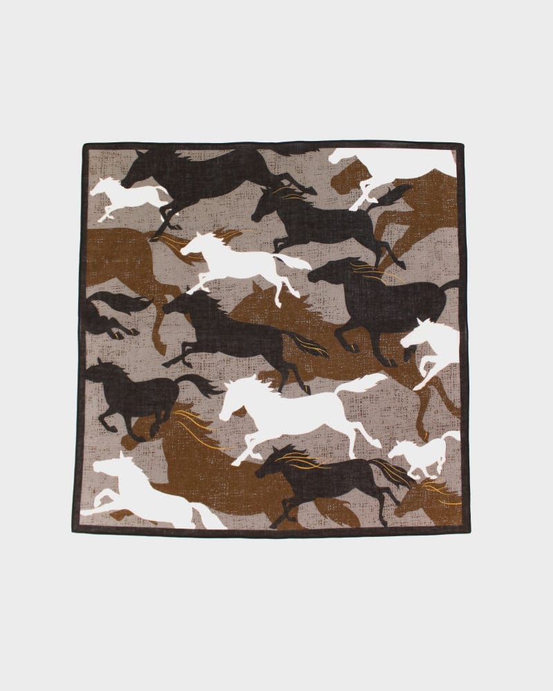 Japanese Handkerchief, Classic, Shofu, Brown Horses