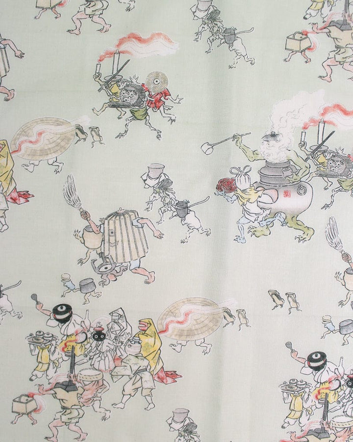 Japanese Handkerchief, Classic, Yokai, Hyakki Yagyo, Light Green