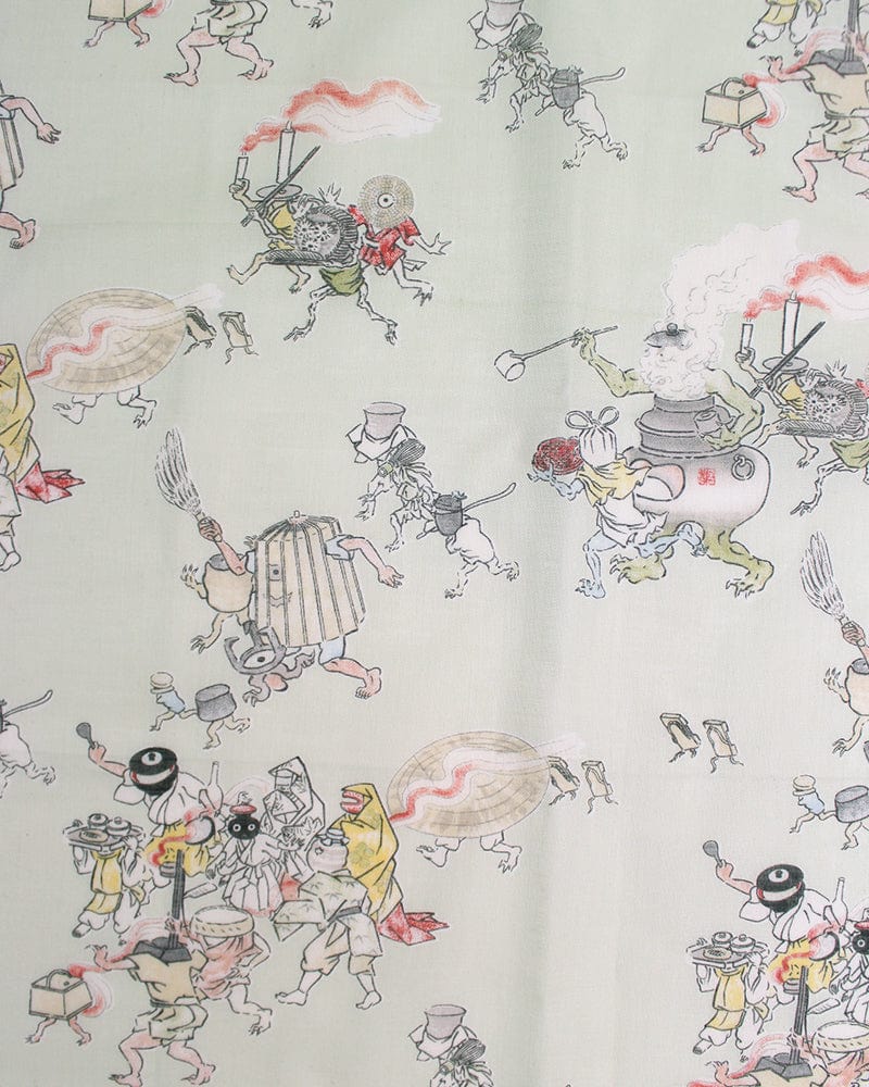 Japanese Handkerchief, Classic, Yokai, Hyakki Yagyo, Light Green