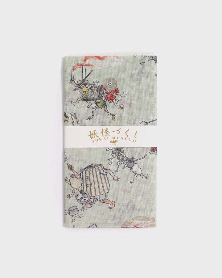 Japanese Handkerchief, Classic, Yokai, Hyakki Yagyo, Light Green