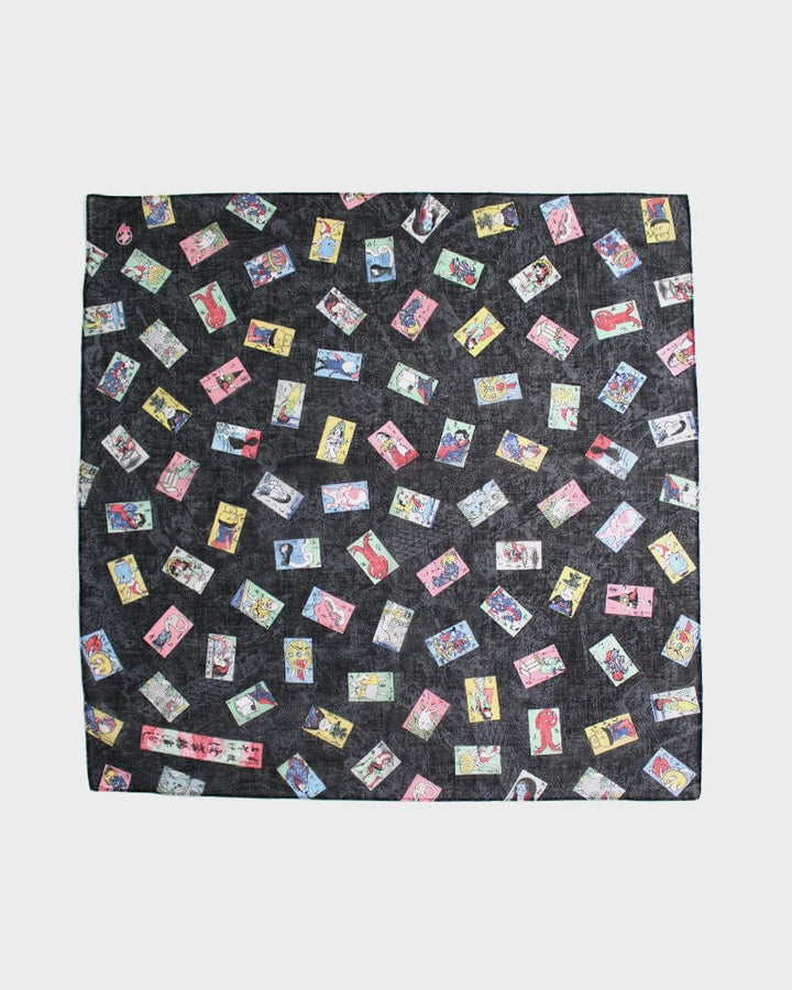 Japanese Handkerchief, Yokai Collectible Cards, Black
