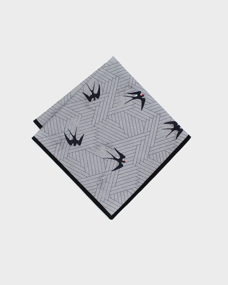 Japanese Handkerchief, Classic, Shofu, Swallow with Black Trim