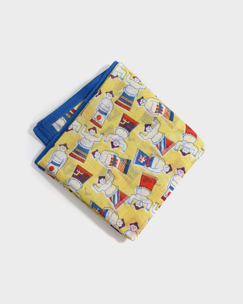 Japanese handkerchief with sumo wrestler print by Kiriko Made