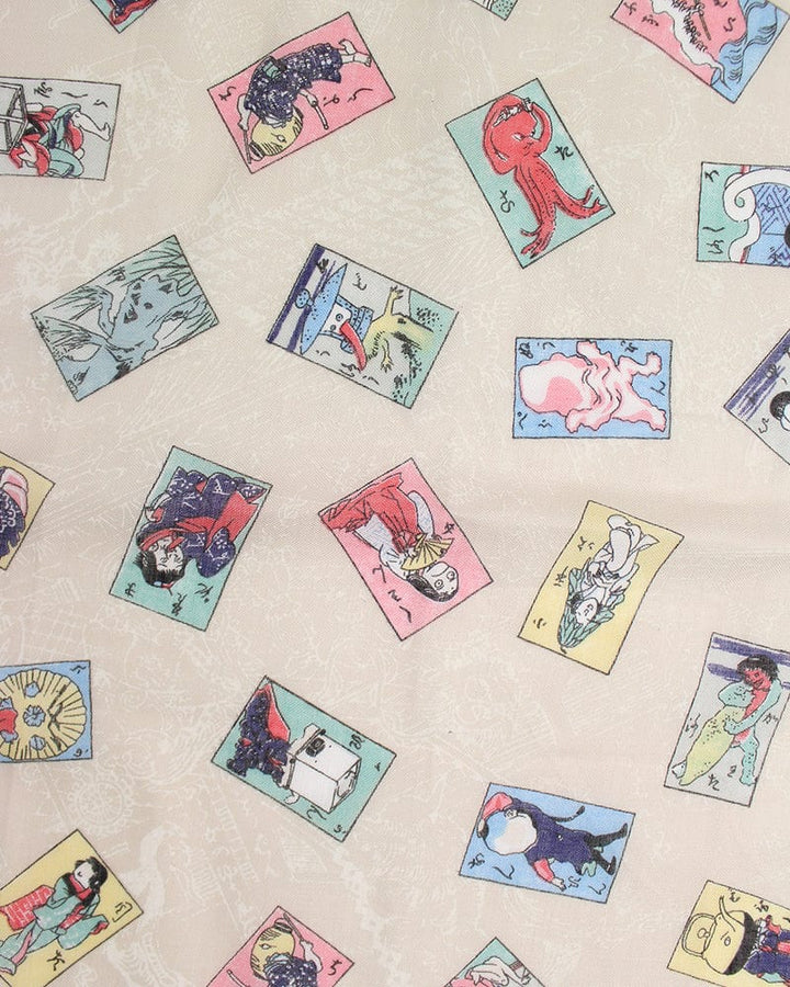 Japanese Handkerchief, Classic, Yokai Collectible Cards, Beige