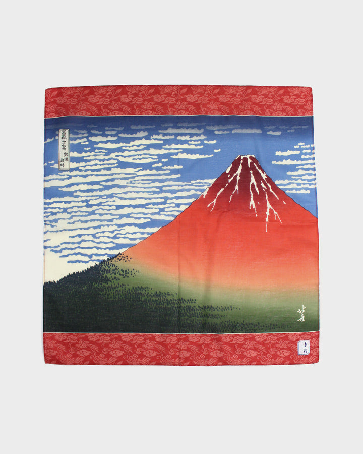 Japanese Handkerchief, Classic, Fine Wind, Clear Morning by Hokusai