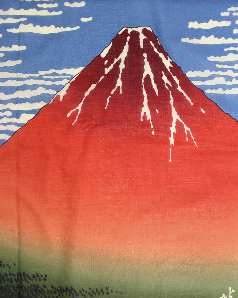 Japanese Handkerchief, Classic, Fine Wind, Clear Morning by Hokusai