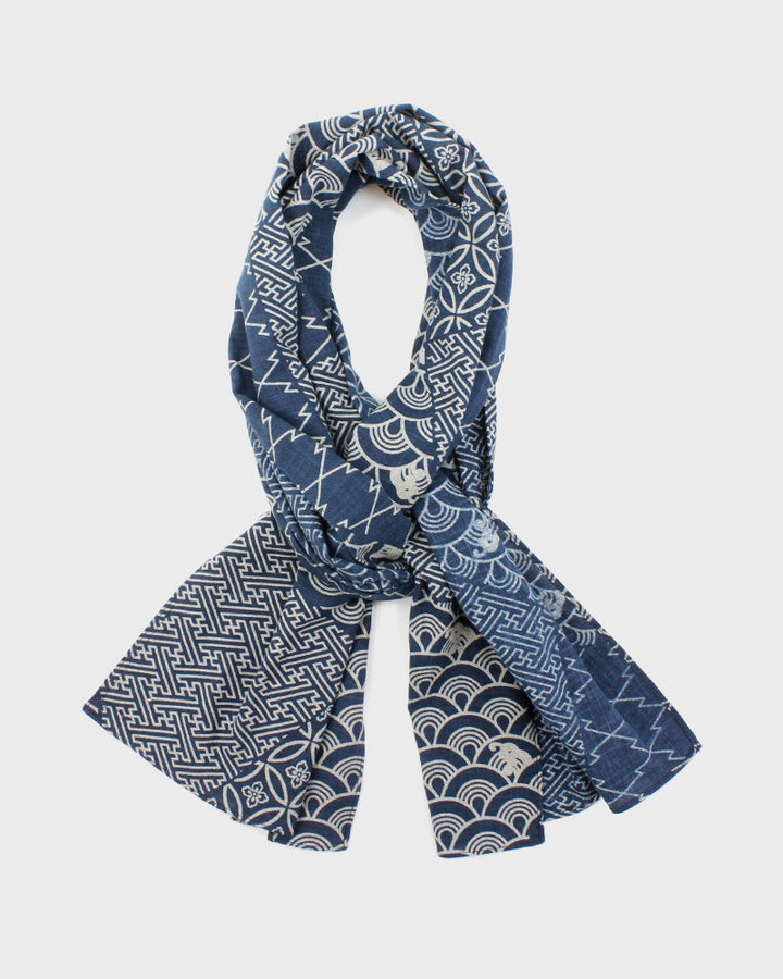 Kiriko Original Scarf, Classic, Indigo Large Multi Pattern