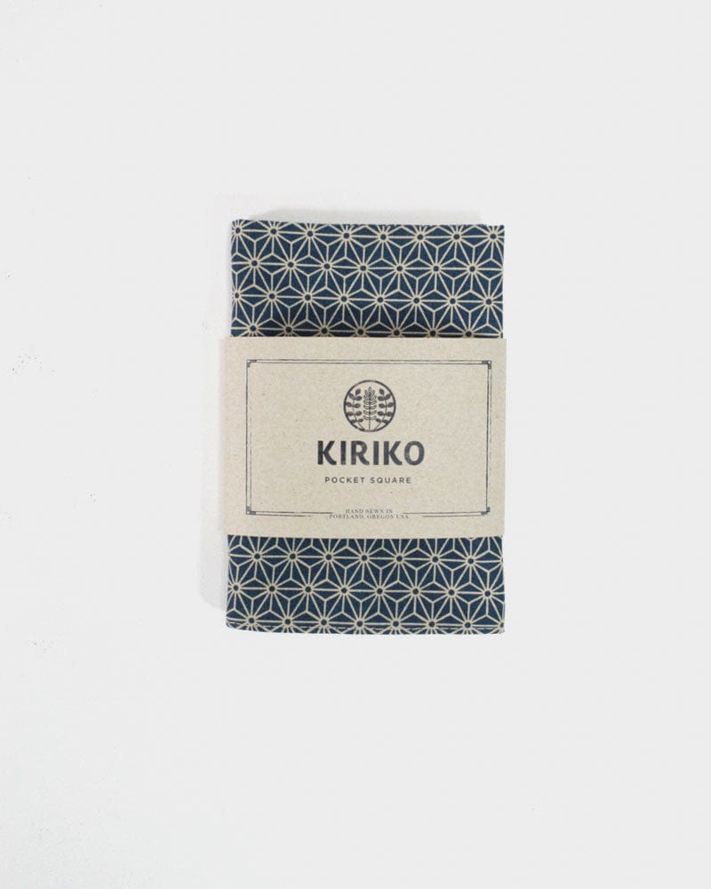 Kiriko Original Pocket Square, Teal Asanoha