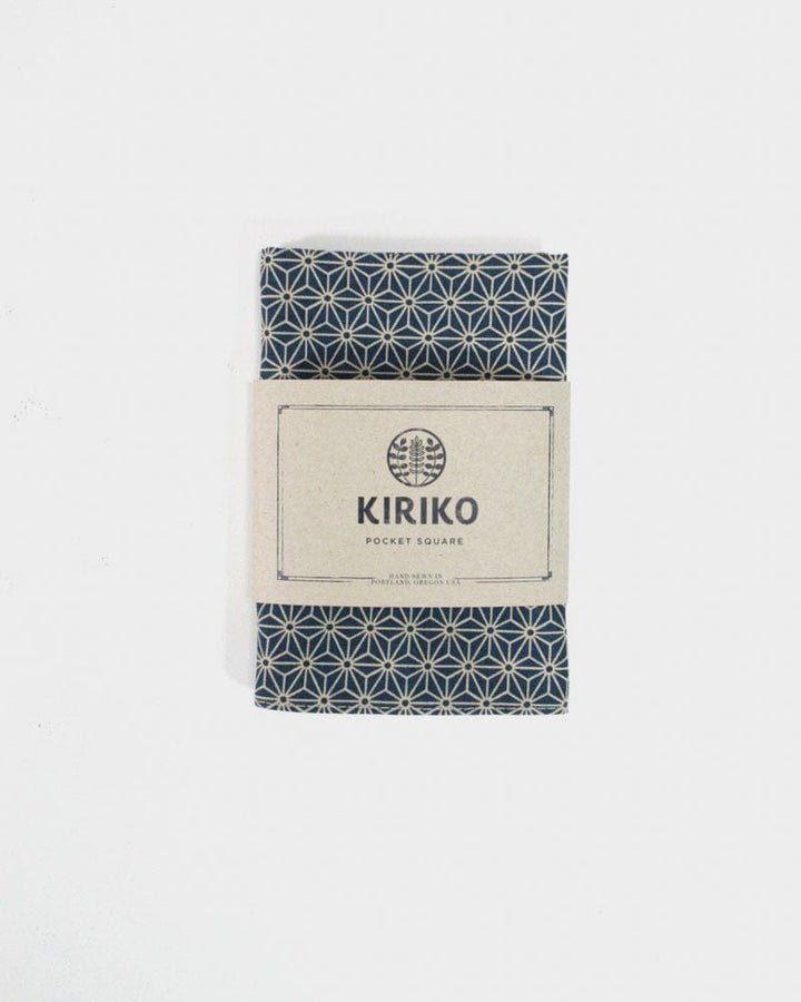 Kiriko Original Pocket Square, Teal Asanoha