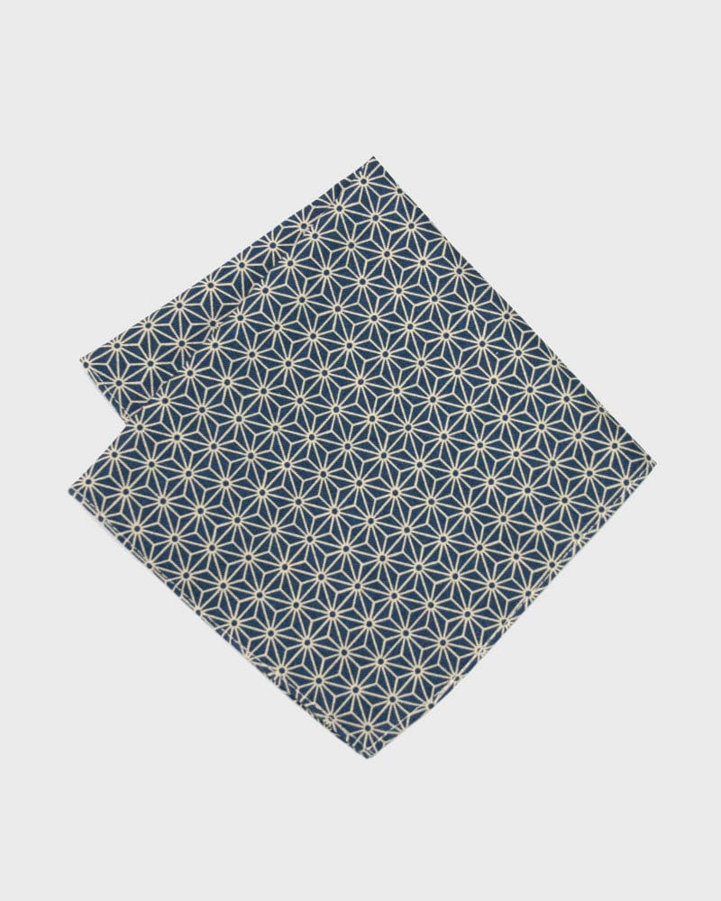 Kiriko Original Pocket Square, Teal Asanoha