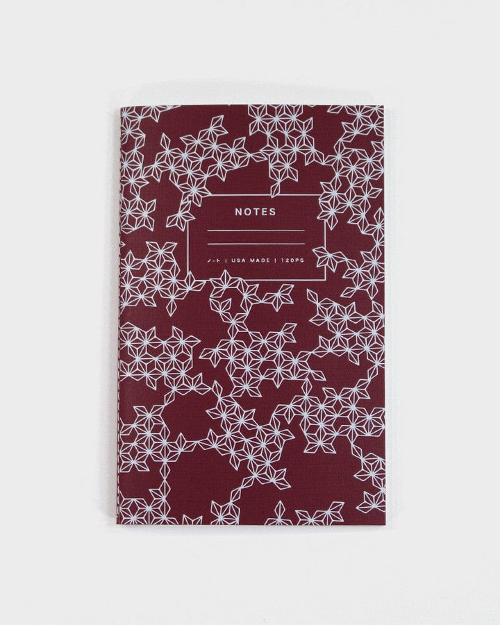 Kiriko Original Lined Notebook, Red Asanoha