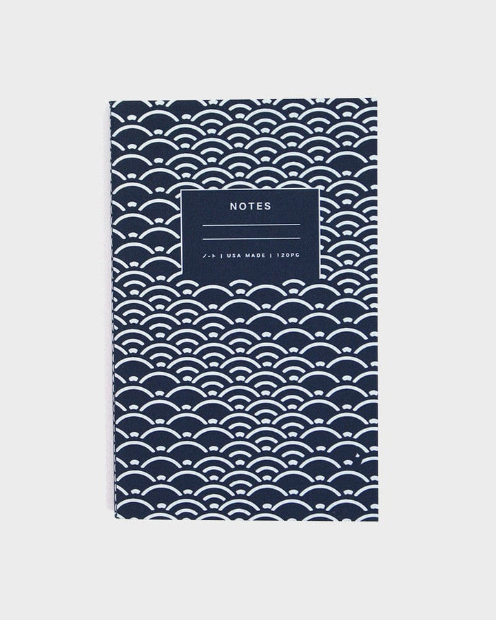 Kiriko Original Lined Notebook, Blue Seigaiha