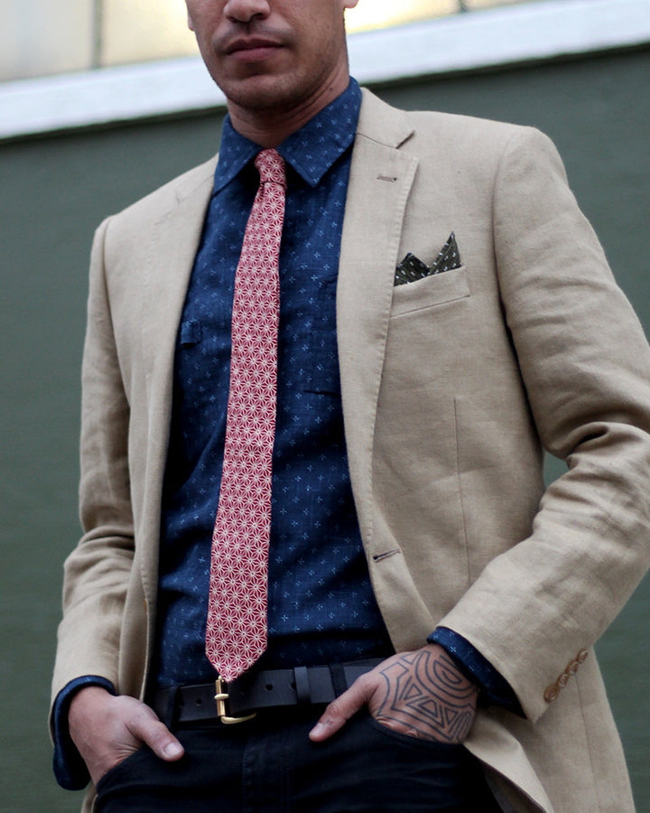 Kiriko Original Tie, Burgundy Asanoha