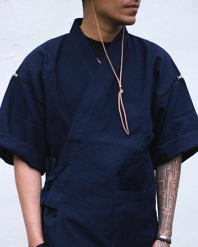 ToK Jinbei Set, Chijimi Weave, Dark Indigo