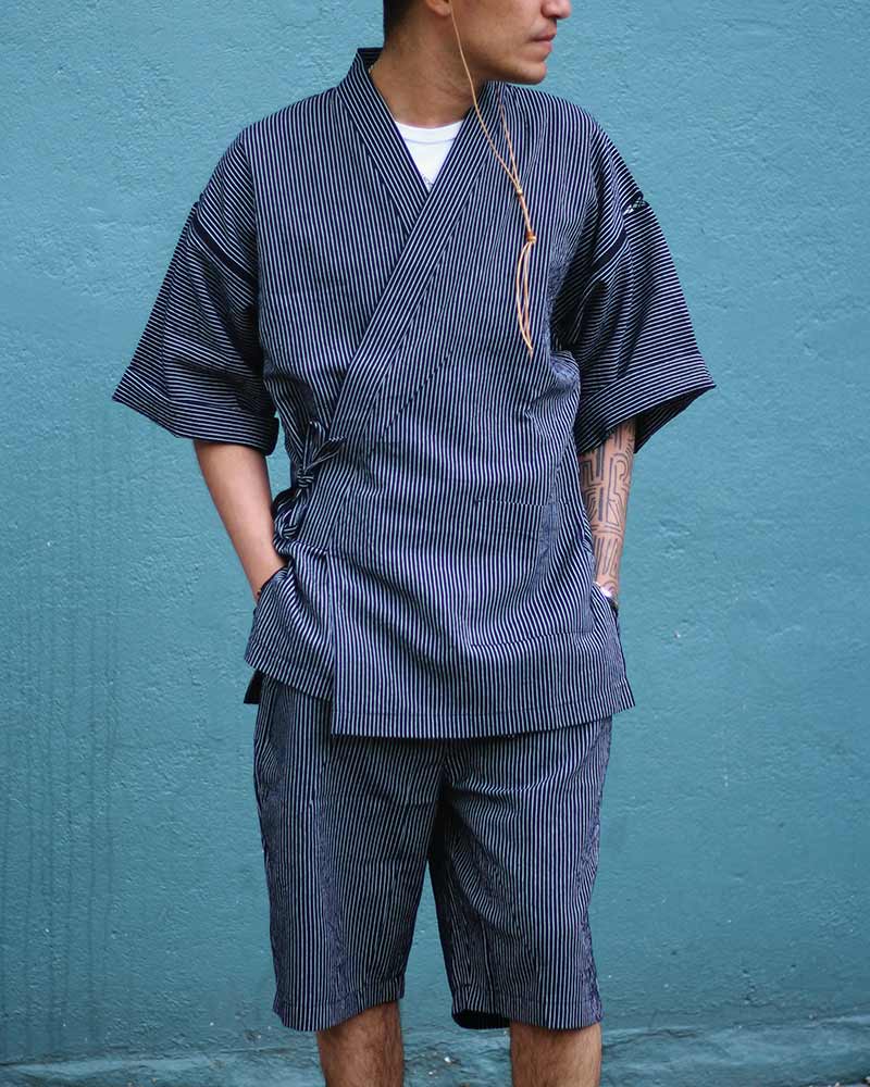 ToK Jinbei Set, Chijimi Weave, Dark Indigo