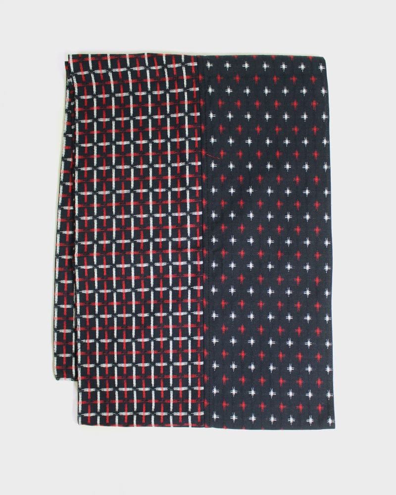 Kiriko Original Scarf, Double Split, Red, White and Indigo, Jyuji