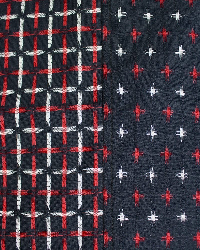Kiriko Original Scarf, Double Split, Red, White and Indigo, Jyuji