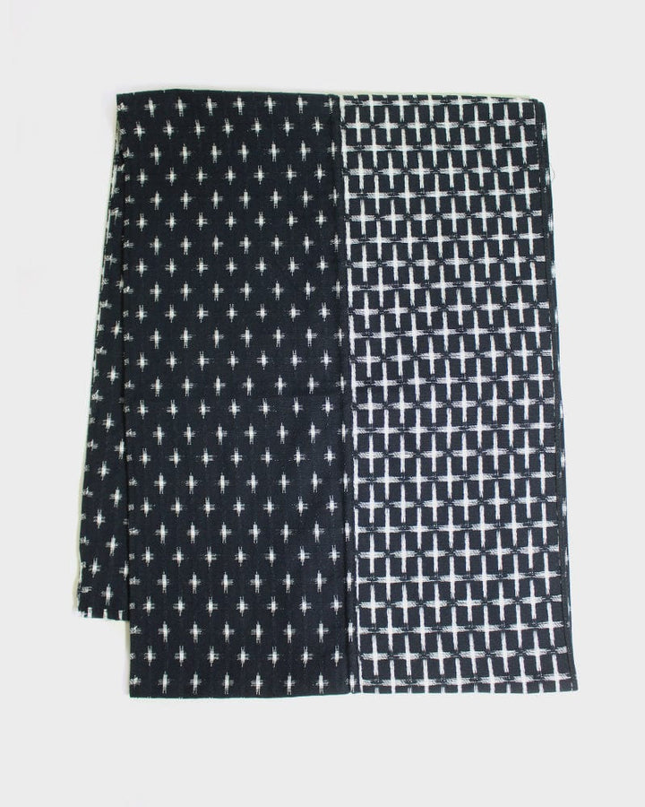 Kiriko Original Scarf, Double Split, White and Indigo, Jyuji